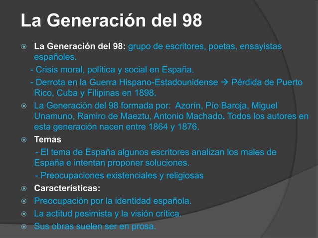 La Generación Del 98 Antonio Machado Ppt