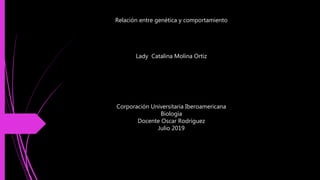 Relación entre genética y comportamiento
Lady Catalina Molina Ortiz
Corporación Universitaria Iberoamericana
Biología
Docente Oscar Rodríguez
Julio 2019
 
