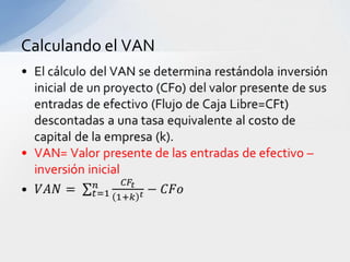 Calculando el VAN
 