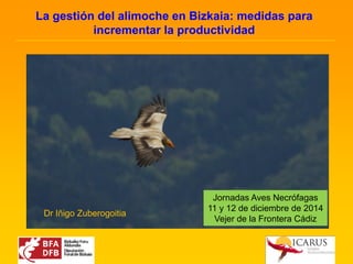 La gestión del alimoche en Bizkaia: medidas para
incrementar la productividad
Dr Iñigo Zuberogoitia
Jornadas Aves Necrófagas
11 y 12 de diciembre de 2014
Vejer de la Frontera Cádiz
 
