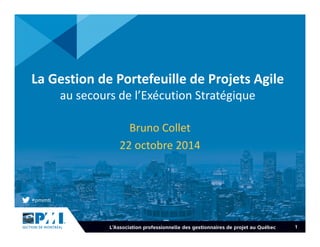 1 
La Gestion de Portefeuille de Projets Agile 
au secours de l’Exécution Stratégique 
Bruno Collet 
22 octobre 2014 
 