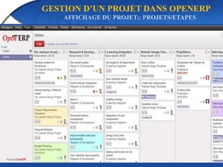 GESTION D’UN PROJET DANS OPENERP 
AFFICHAGE DU PROJET:: PROJETS/ETAPES 
 