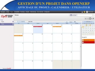 GESTION D’UN PROJET DANS OPENERP 
AFFICHAGE DU PROJET:: CALENDRIER / UTILISATEUR 
 