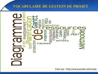 VOCABULAIRE DE GESTION DE PROJET 
Créer par : http://www.wordle.net/create 
 