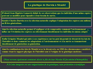 La génétique de Darwin à Mendel