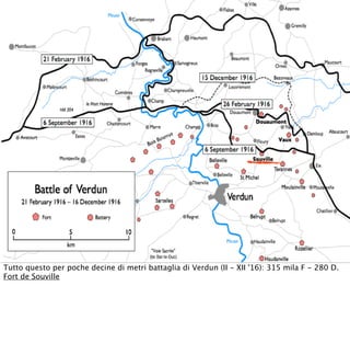 Tutto questo per poche decine di metri battaglia di Verdun (II - XII '16): 315 mila F - 280 D.
Fort de Souville
 