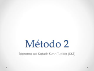 Método 2 
Teorema de Karush Kuhn Tucker (KKT) 
 