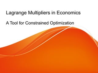 Lagrange Multiplier in Economics A Total for Constrained Optimization ...