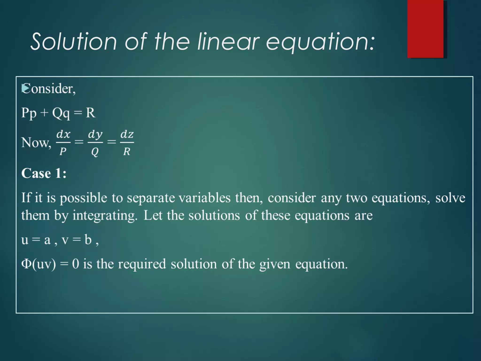 Solution of the linear equation:
 