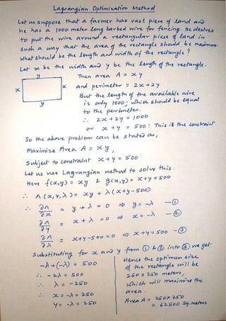 Lagrangian optimization example