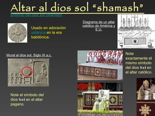 Altar al dios sol “shamash” Mural al dios sol, Siglo IX a.c. Diagrama de un altar católico de América y E.U. Símbolo del d...