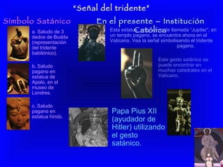 Símbolo Satánico En el presente – Institución Católica “ Señal del tridente” a. Saludo de 3 dedos de Budda (representación...