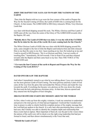 La gran visión del 2 de abril de 2004 en el Trono del Cielo. David Owuor Slide 18