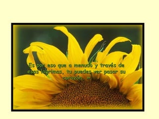 Es por eso que a menudo y través de esas lagrimas, tu puedes ver pasar su corazón. » 