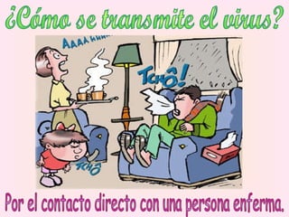 ¿Cómo se transmite el virus? Por el contacto directo con una persona enferma. 