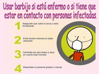 Usar barbijo si está enfermo o si tiene que estar en contacto con personas infectadas. 