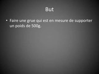ButFaire une grue qui est en mesure de supporter un poids de 500g.
