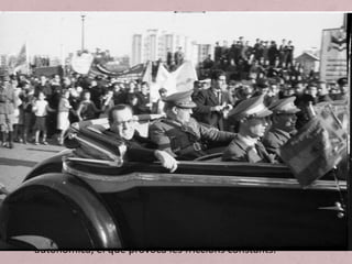 • El govern de Negrín va posar èmfasi en una ferma
centralització política i militar per poder guanyar la guerra:
a) Es va reforçar el poder central.
b) Es va unificar la direcció bèl·lica.
c) Es van integrar totes les milícies en l’Exèrcit.
d) Es va establir un control sobre la producció industrial i agrària.
e) També es va dissoldre el Consell de Defensa d’Aragó, dominat
pels anarquistes.
• Al mes de juny es forma un nou Consell Executiu de la
Generalitat de Catalunya, presidit per Companys i fonamentat
en una aliança entre ERC i PSUC sense participació de la CNT.
Però les relacions del govern de Negrín amb la Generalitat van
ser tenses.
• El novembre de 1937, es trasllada el govern de València a
Barcelona per la seva necessitat de controlar els recursos
econòmics i militars d’una de les zones més riques i poblades.
• El govern republicà assumí l’ordre públic, la gestió de
proveïments, el comerç exterior, l’administració de justícia i la
indústria de guerra. Va deixar de banda l’administració
autonòmica, el que provocà les friccions constants.
 
