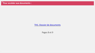 Pour accéder aux documents :
TH1. Dossier de documents
Pages 8 et 9
 