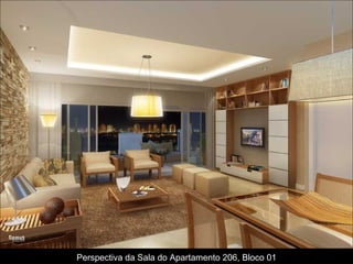 Perspectiva da Sala do Apartamento 206, Bloco 01 