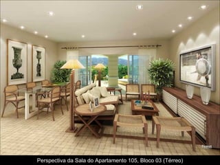Perspectiva da Sala do Apartamento 105, Bloco 03 (Térreo) 