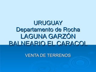 URUGUAY  Uruguay  URUGUAY Departamento de Rocha LAGUNA GARZÓN BALNEARIO EL CARACOL   VENTA DE TERRENOS 