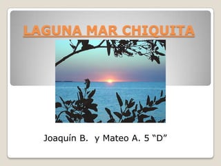 LAGUNA MAR CHIQUITA




  Joaquín B. y Mateo A. 5 “D”
 