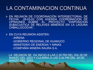 Contaminacion de las Lagunas y el río Lauricocha | PDF