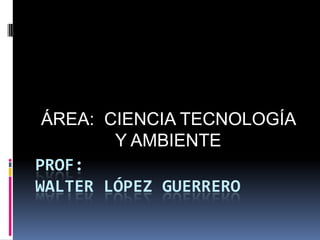 ÁREA: CIENCIA TECNOLOGÍA
        Y AMBIENTE
PROF:
WALTER LÓPEZ GUERRERO
 