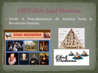  Desde el Descubrimiento de América hasta la
Revolución francesa.
 