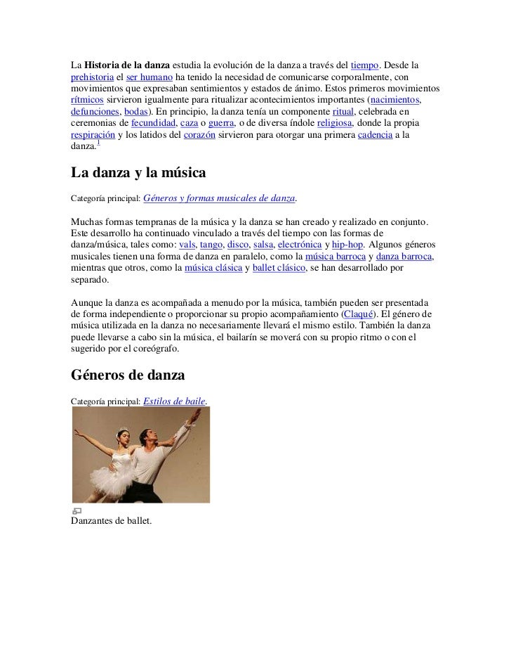 La historia de la danza estudia la evolución de la danza a