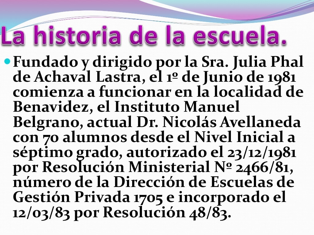 La historia de la escuela