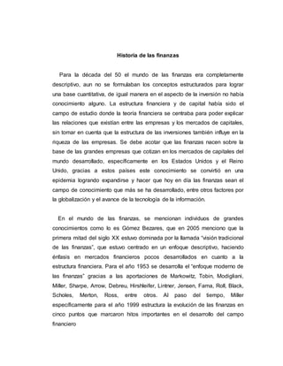 La historia de las finanzas | DOCX