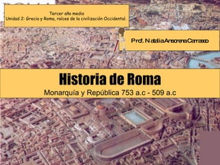 Tercer año medio Unidad 2: Grecia y Roma, raíces de la civilización Occidental.  Historia de Roma Monarquía y República 753 a.c - 509 a.c 