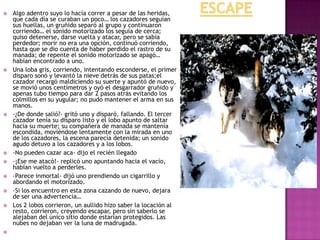 













Algo adentro suyo lo hacía correr a pesar de las heridas,
que cada día se curaban un poco… los cazadores seguían
sus huellas, un gruñido separó al grupo y continuaron
corriendo… el sonido motorizado los seguía de cerca;
quiso detenerse, darse vuelta y atacar, pero se sabia
perdedor; morir no era una opción, continuó corriendo,
hasta que se dio cuenta de haber perdido el rastro de su
manada; de repente el sonido motorizado se apagó…
habían encontrado a uno.
Una loba gris, corriendo, intentando esconderse, el primer
disparo sonó y levantó la nieve detrás de sus patas;el
cazador recargó maldiciendo su suerte y apuntó de nuevo,
se movió unos centímetros y oyó el desgarrador gruñido y
apenas tubo tiempo para dar 2 pasos atrás evitando los
colmillos en su yugular; no pudo mantener el arma en sus
manos.
-¿De donde salió?- gritó uno y disparó, fallando. El tercer
cazador tenía su disparo listo y el lobo apunto de saltar
hacia su muerte; su compañera de manada se mantenía
escondida, moviéndose lentamente con la mirada en uno
de los cazadores, la escena parecía detenida; un sonido
agudo detuvo a los cazadores y a los lobos.
-No pueden cazar aca- dijo el recién llegado
-¡Ese me atacó!- replicó uno apuntando hacia el vacío,
habían vuelto a perderles.
-Parece inmortal- dijó uno prendiendo un cigarrillo y
abordando el motorizado.
-Si los encuentro en esta zona cazando de nuevo, dejara
de ser una advertencia…
Los 2 lobos corrieron, un aullido hizo saber la locación al
resto, corrieron, creyendo escapar, pero sin saberlo se
alejaban del único sitio donde estarían protegidos. Las
nubes no dejaban ver la luna de madrugada.

 