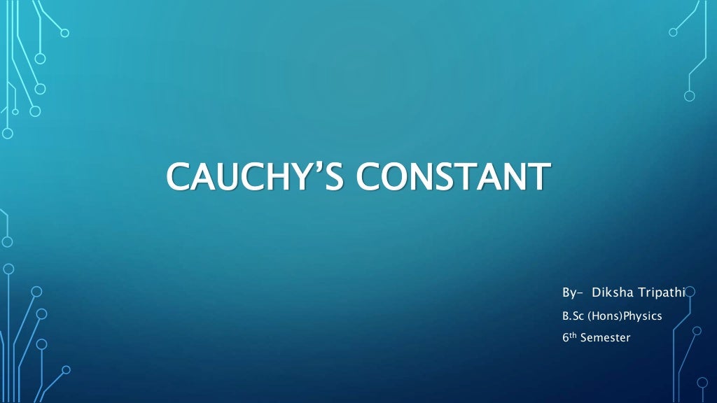 Cauchy's Equation & Cauchy's Constant Explained