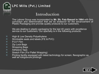 Faiz Rasool Pvc Lahore Group | PPT