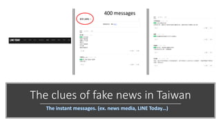 The clues of fake news in Taiwan
400 messages
 