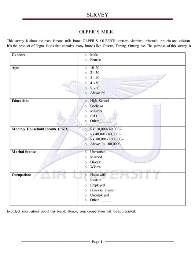 questionnaire Pattern | PDF