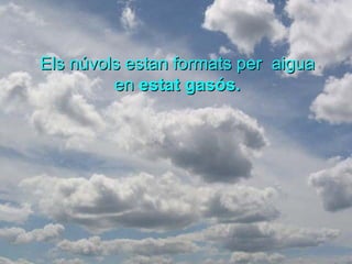 Els núvols estan formats per aigua
         en estat gasós.
 