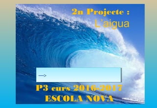 P3 curs 2016-2017
ESCOLA NOVA
2n Projecte :
L’aigua
 