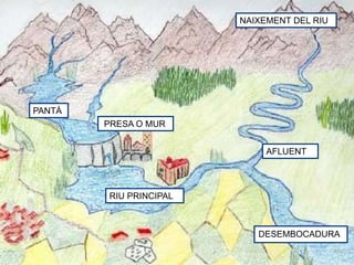 AFLUENT
PRESA O MUR
DESEMBOCADURA
PANTÀ
NAIXEMENT DEL RIU
RIU PRINCIPAL
 