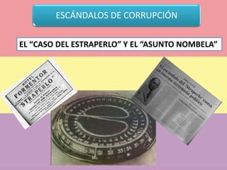 ESCÁNDALOS DE CORRUPCIÓN
EL “CASO DEL ESTRAPERLO” Y EL “ASUNTO NOMBELA”
 