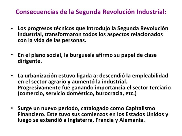 Resultado de imagen de cuales fueron las consecuencias de la segunda revolucion industrial