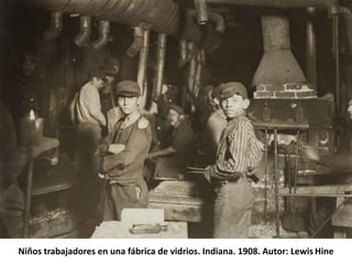 Niños trabajadores en una fábrica de vidrios. Indiana. 1908. Autor: Lewis Hine
 