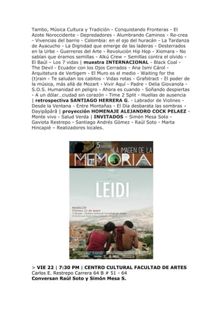 Tambo, Música Cultura y Tradición - Conquistando Fronteras - El
Azote Noroccidente - Depredadores - Alumbrando Caminos - R...