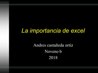 La importancia de excel
Andres castañeda ortiz
Noveno b
2018
 