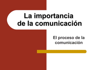 El proceso de la
comunicación
La importanciaLa importancia
de la comunicaciónde la comunicación
 