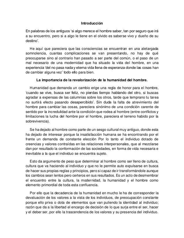 La Importancia De La Revalorizacion De La Humanidad Del Hombre Retra