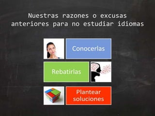 Nuestras razones o excusas
anteriores para no estudiar idiomas
 